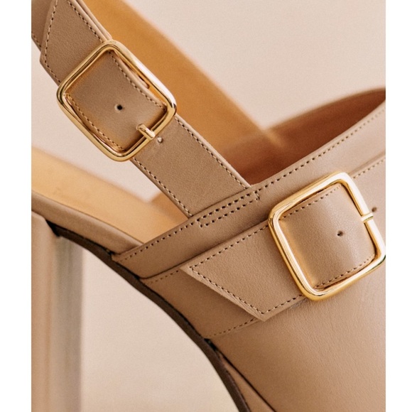 [🌟 PRICE FIRM] SEZANE Rebecca High Clogs Slingback Heels Light Beige Leather - Picture 3 of 16